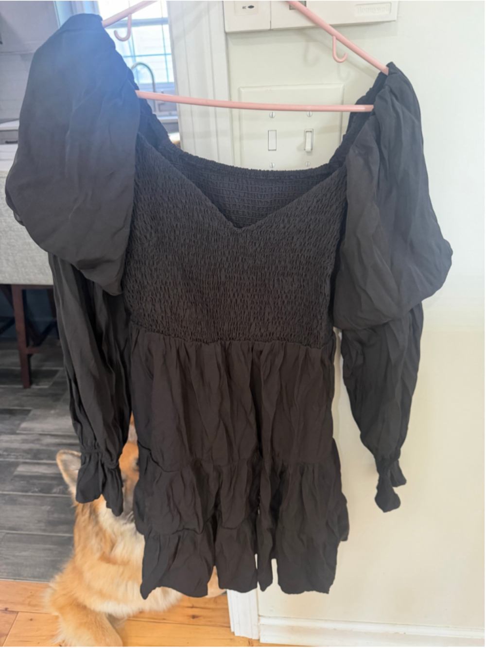 Women's Unbranded Black Smocked Puff Sleeve dress m